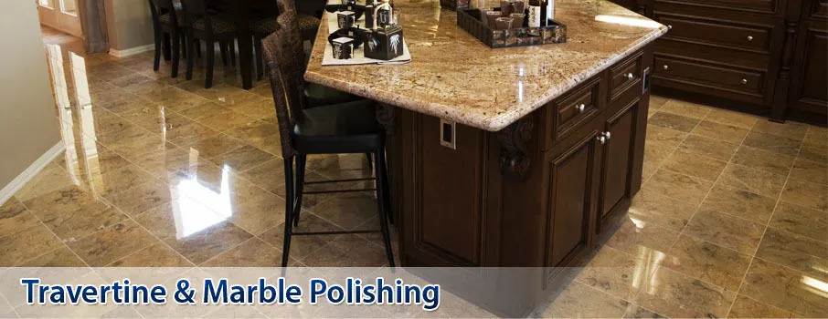 Polished natural stone floor in a home
